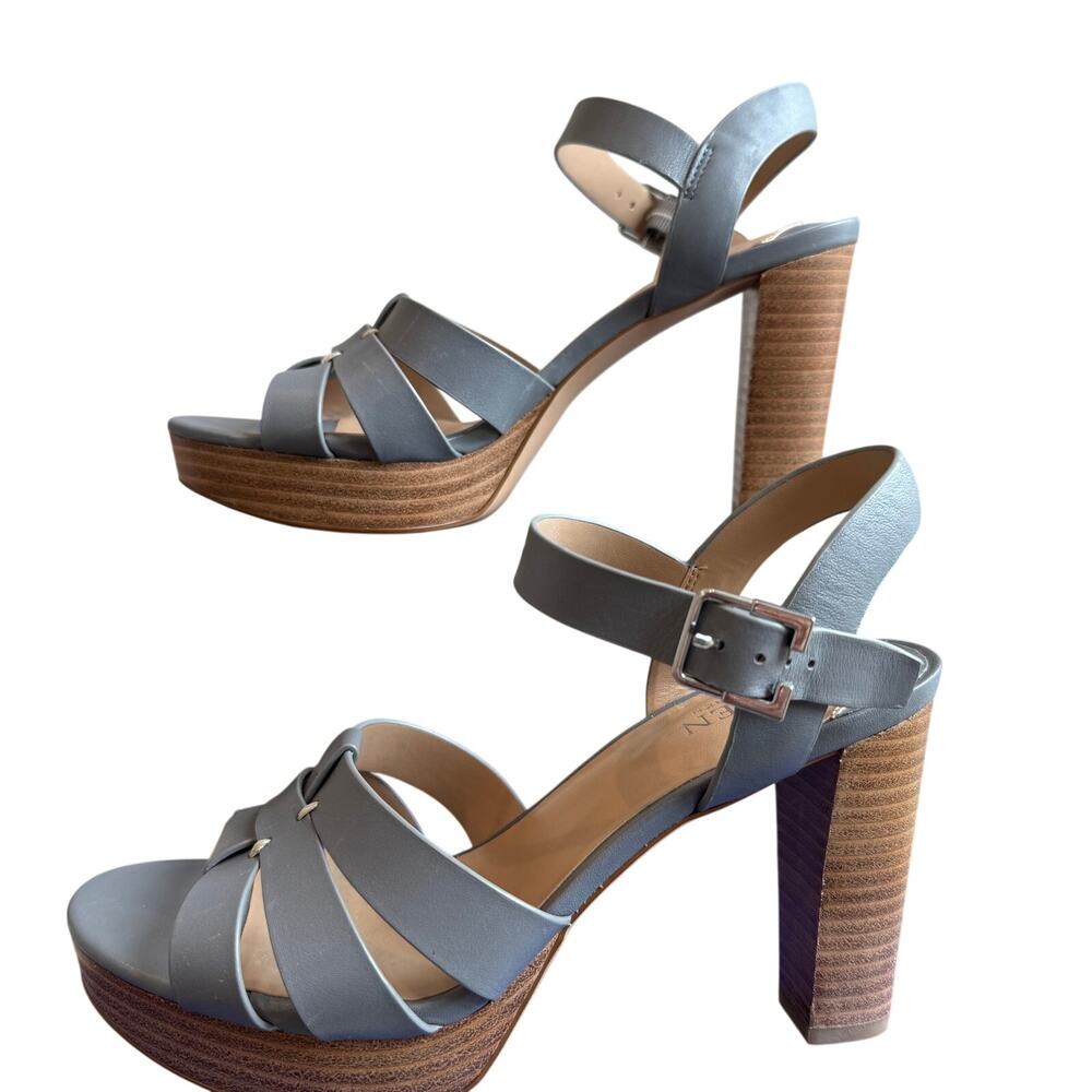 Lauren Ralph Lauren Soffia Nappa Leather Ankle Strap Platform Sandal Gray Size 7 - Picture 5 of 8